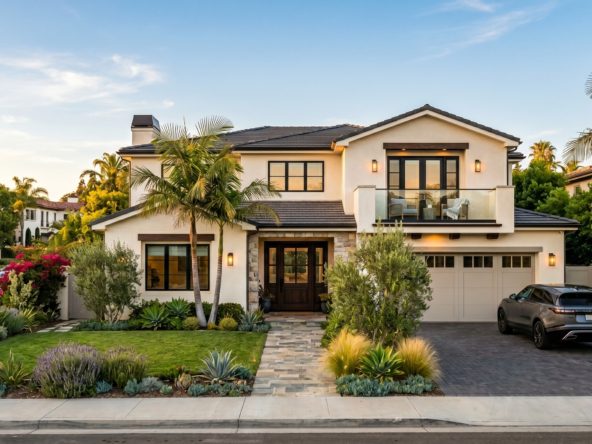 Elegant San Diego coastal home at golden hour with a for-the-market-ready presentation, representing the best time to sell and maximize a home sale