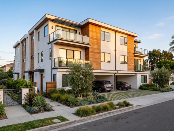 Modern San Diego multi-unit rental property at golden hour, representing building a rental portfolio for cash flow and long-term wealth