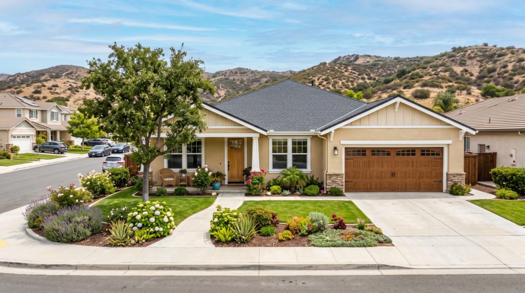 Well-kept single-family home on a sunny street in Santee, East County San Diego, representing value homes for families